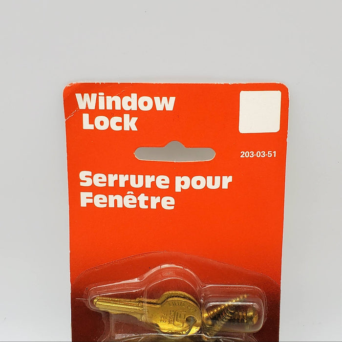 Ilco Keyed Window Lock Bright Brass w/ 2 Keys #203-03-51 NOS