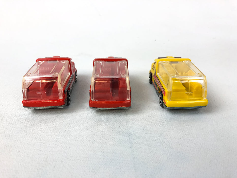 Hot Wheels Rapid Response Ambulance Red & Yellow Lot of 3 Malaysia 2010 Diecast