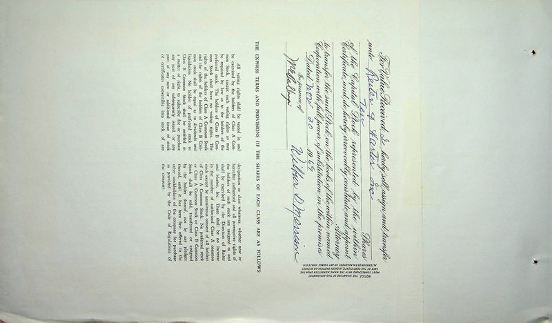 Reiter Dairy Company Stock Certificate Bond Scripophilly Akron Ohio 1969 No 369