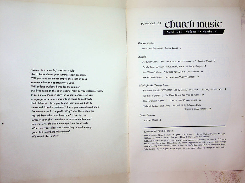 Journal of Church Music Magazine Apr 1959 Marriage Music Trinity Season Fryxell 4