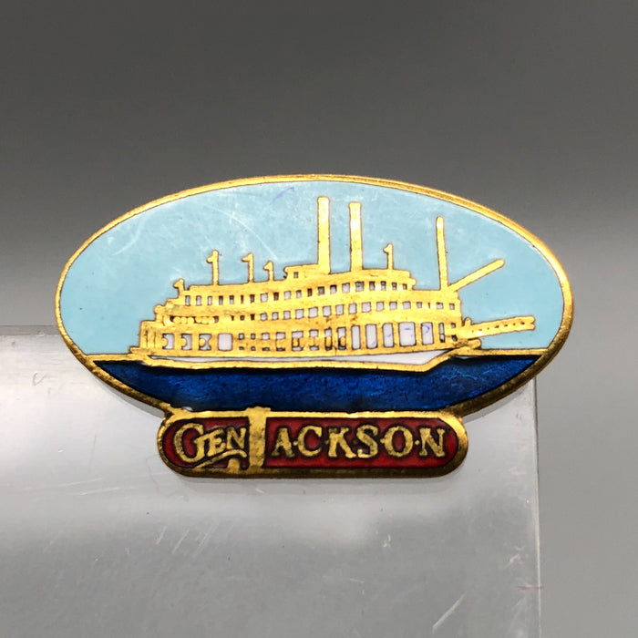 Vintage General Jackson Showboat Riverboat Lapel Pin Enamel Gold Border