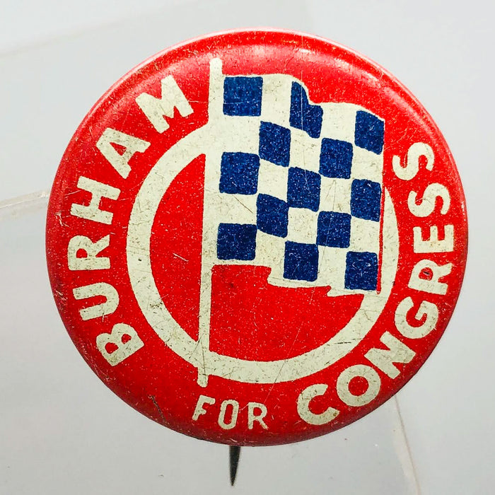Burham For Congress Button Pin 1" Vintage Political Campaign Union Made Red 4
