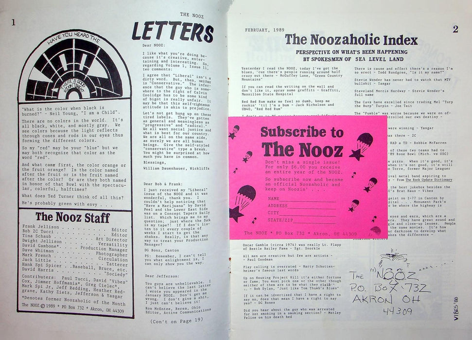 The Nooz Magazine Feb 1989 Liberal Alternative Akron Ohio The Rolling Stones