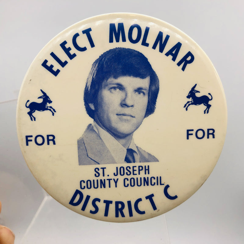St Joseph County Council District C Button 2.75" Indiana 1970s Molnar Democrate