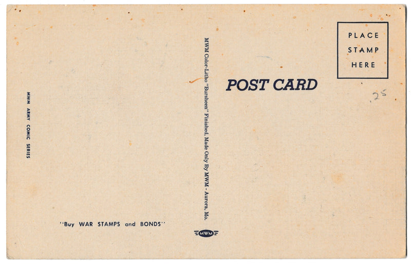 MWM Army Comic Series Postcard World War 2 UNUSED Last Night's Blackout AC107