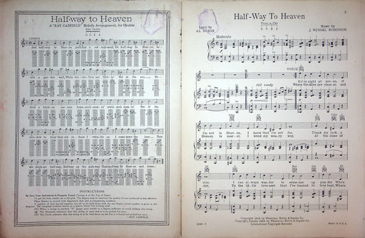 Sheet Music Half Way To Heaven Al Dubin J Russel Robinson 1928 Sang By Harry Fox 2