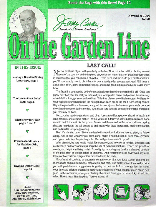 On The Garden Line Magazine November 1994 Fall Bulb Planting, Dividing Lillies