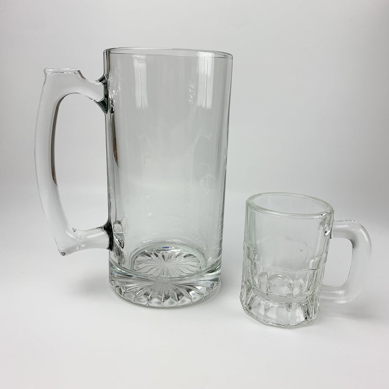 Large 7" Inch Heavy Glass Beer Mug & 3.25" Inch Root Beer Mug Lot 1