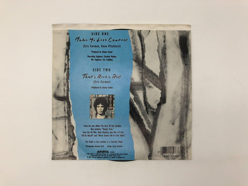 Eric Carmen Make Me Lose Control Record 45 RPM Single AS1-9686 Arista 1988 2
