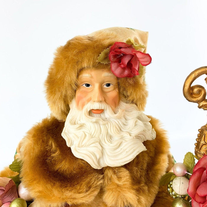 Main Joy Limited Santa Claus 12" Tree Topper Christmas Fur Rose Gold Elegant 3