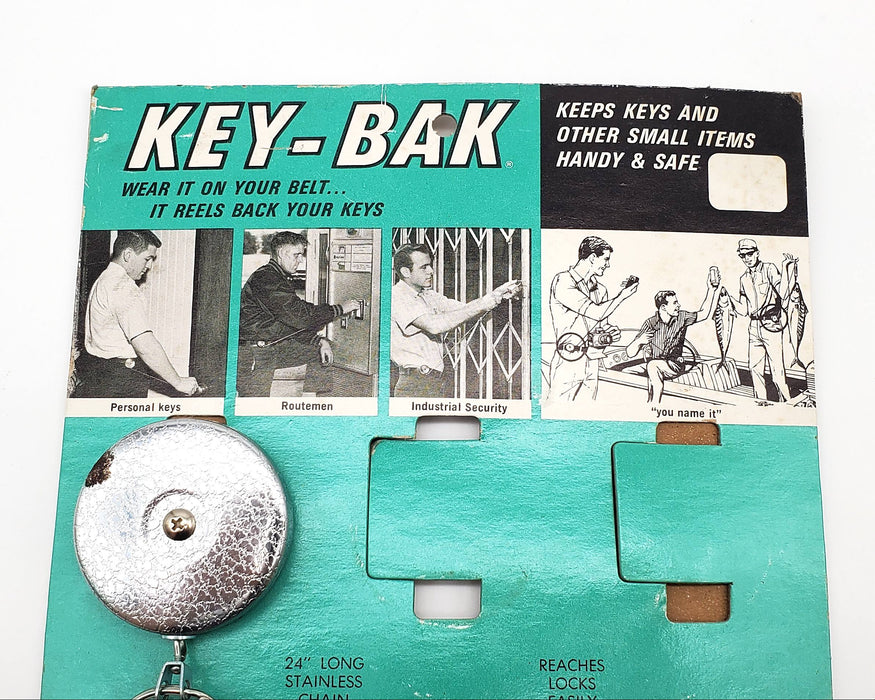 1960s Key-Bak Retractable Key Chain West Coast Chain & Store Stand Display #2