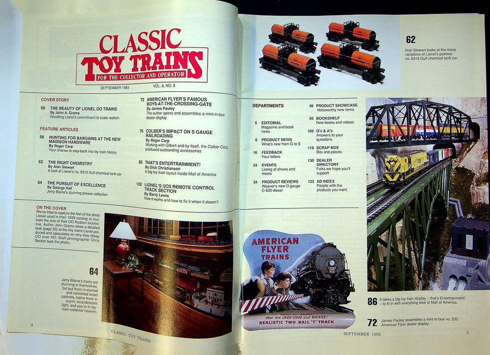 Classic Toy Trains Magazine September 1993 Vol 6 No 5 Lionel Gauge, Too Early