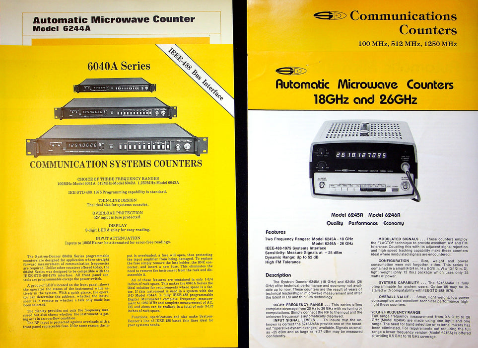 Systron Donner Communication Systems Counters Brochures 6040A, 6244A & More