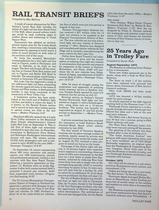 Trolley Fare Magazine October 1997 Pumpkin Patch Trolley Event PA Railway Museum