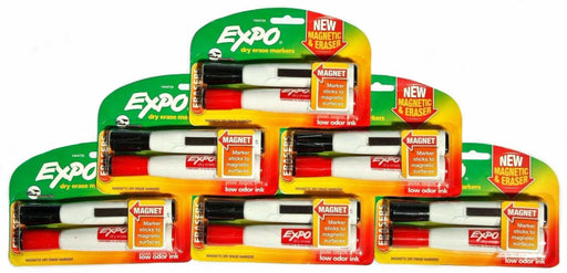 Expo Dry Erase Markers Magnetic Chisel Tip Eraser Low Odor 6 Red and 6 Black 1