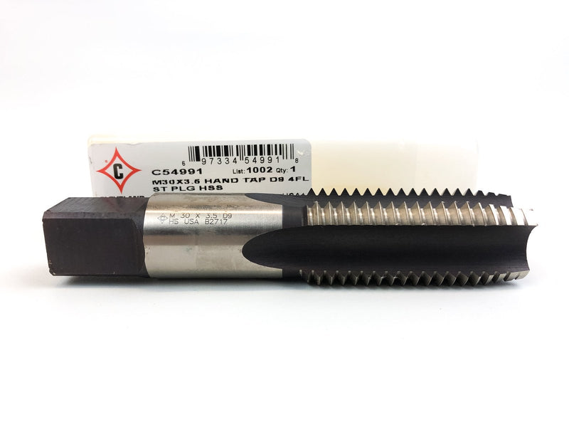 Cleveland C54991 HSS Straight Flute Hand Tap D9, M30-3.50, Plug, 4 Flutes 1pc 1