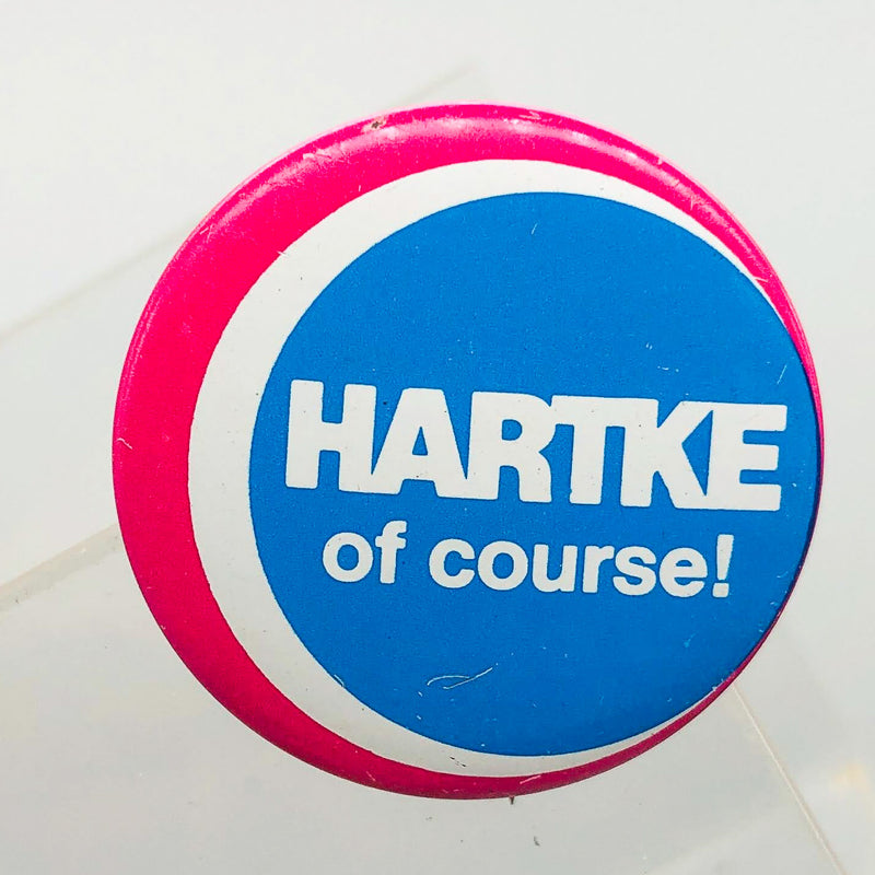 Hartke Of Course Button Pin 1.25" Indiana Senator Presidential Campaign Pink 3