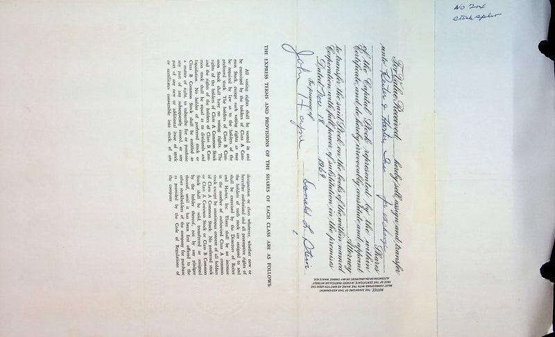 Reiter Dairy Company Stock Certificate Bond Scripophilly Akron Ohio 1965 No 210