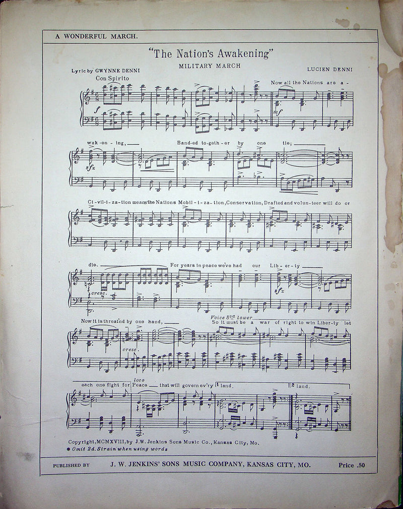 Sheet Music Love Blossom Gwynne Lucien Denni 1919 J W Jenkins Sons Piano Song 1 3