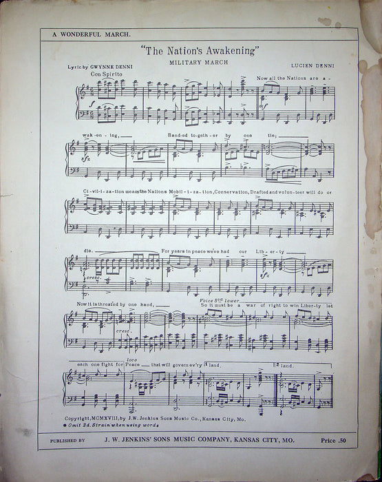 Sheet Music Love Blossom Gwynne Lucien Denni 1919 J W Jenkins Sons Piano Song 1 3