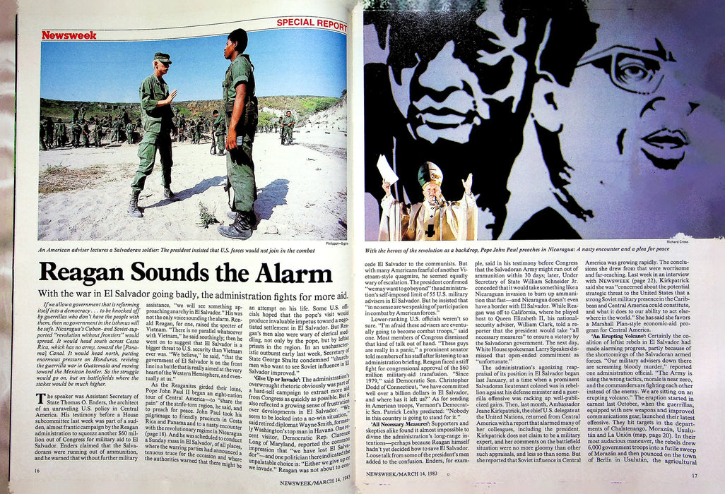 Newsweek Magazine March 14 1983 El Salvador Anarchy Reagan Diane Sawyer Debut