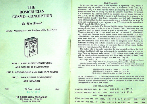 Simplified Scientific Ephemeris Computer Calculated Daily Aspects, Lon & Lat 2