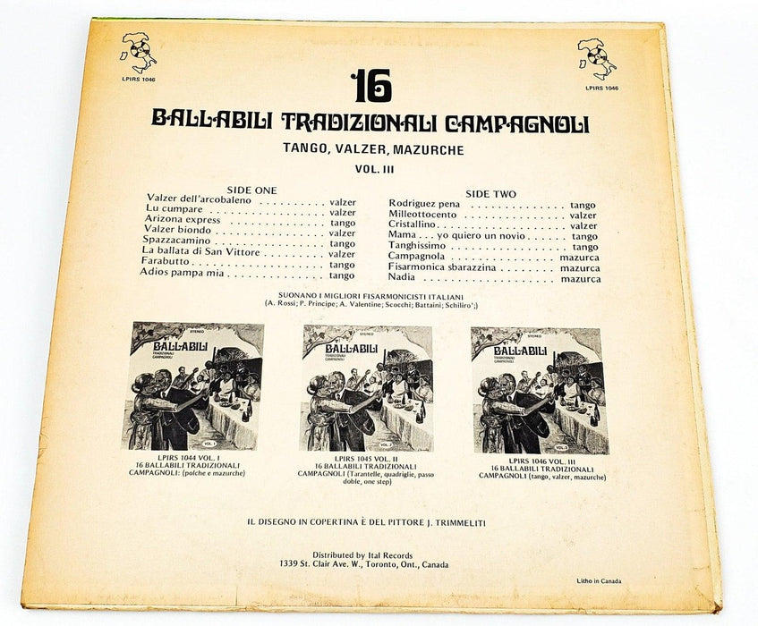 Ballabili Tradizionali Campagnoli Record LP LPIRS 1046 Ital Records 2