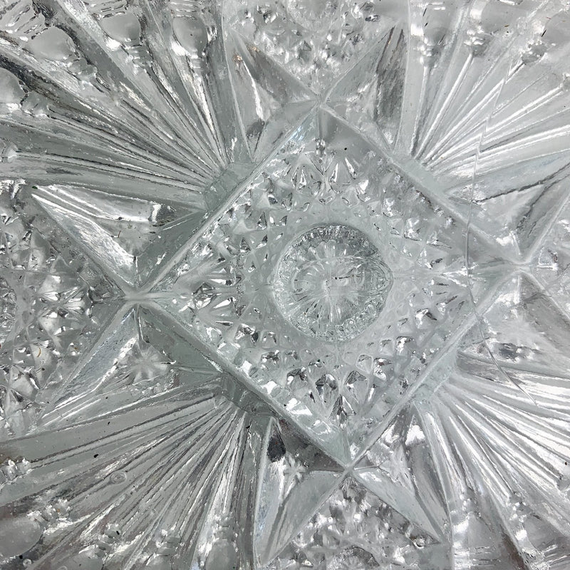 Vintage Candy Dish Serving Tray Oval UNCUT Clear Glass Patterned - 4.75"x7.25" 3