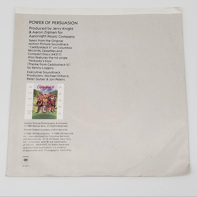 Pointer Sisters Power Of Persuasion Single Record Columbia 1988 38-08015 2