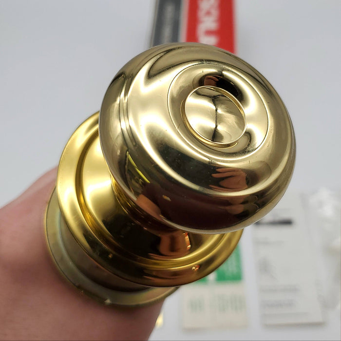 Schlage Door Knob Bright Brass 605 Passage Knob GEO A10S 2-3/8 BS NO LATCH