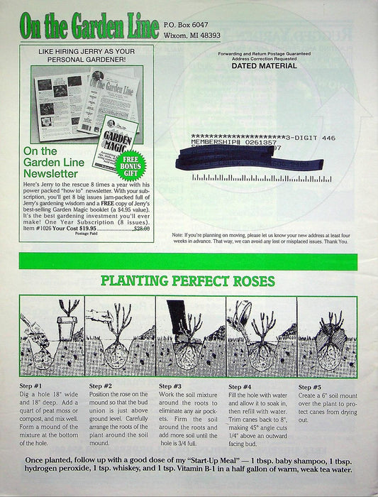 On The Garden Line Magazine May 1995 Skunk & Mole Control, Summer Bulbs