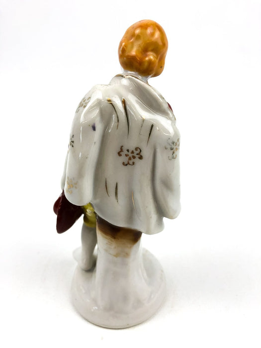Occupied Japan Colonial English Man Holding Red Drink & Hat White Jacket Gold 3