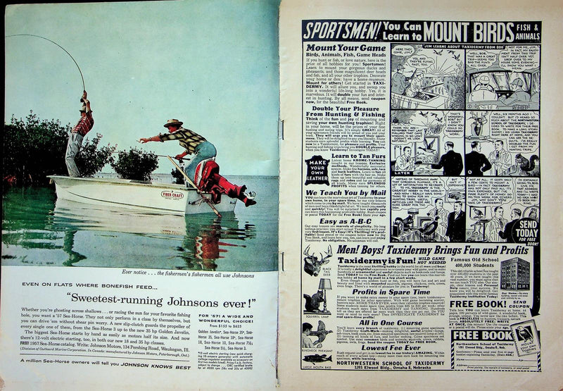 Sports Afield Magazine January 1957 Lord of Mountains Killer Bear Sea Horse Boat 3