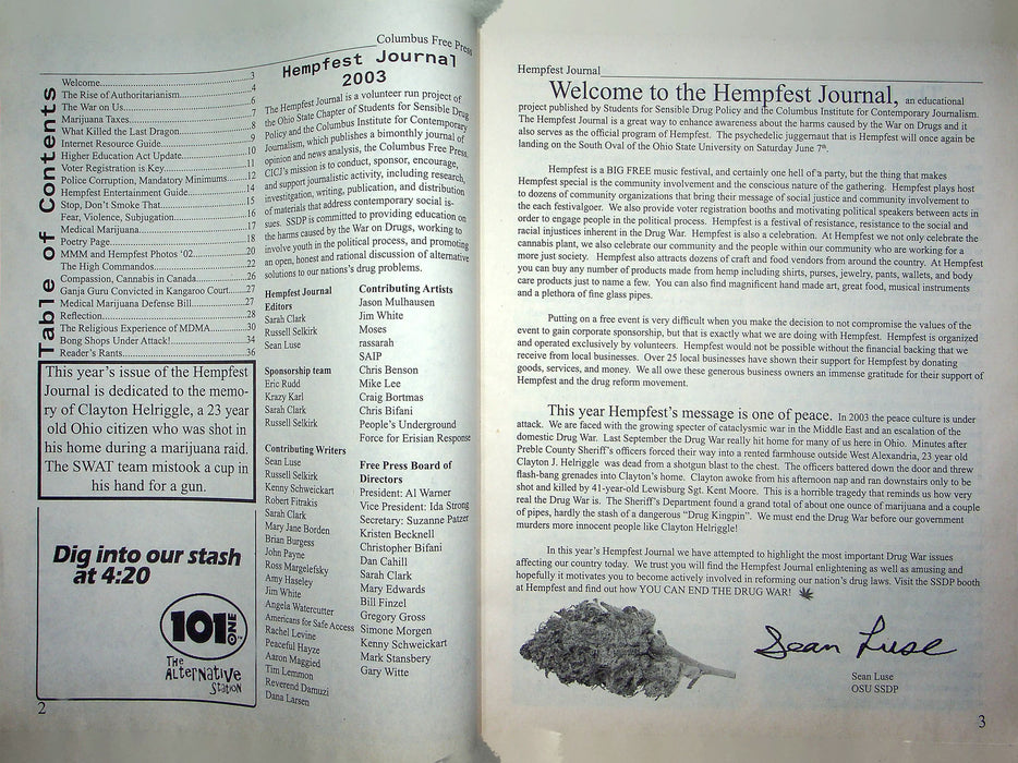 Hempfest Journal Magazine 2003 Racism Drug War Subjugation Taxes Medical Uses