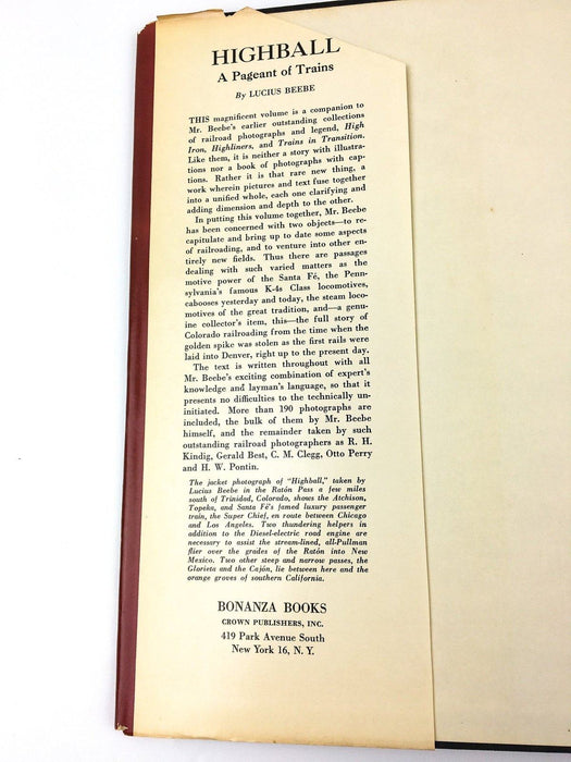 Highball A Pageant of Trains Lucius Beebe 1945 Bonanza Books Hardcover Book 3