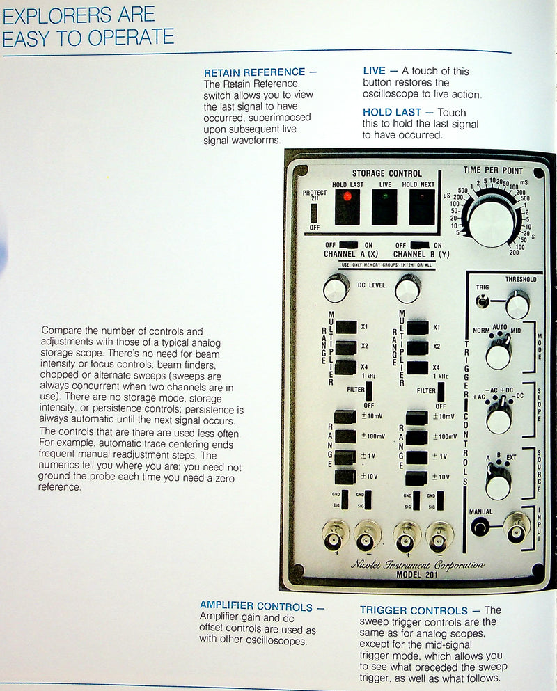 Nicolet (NIC) Explorer Digital Oscilloscopes Brochure w/ Price List