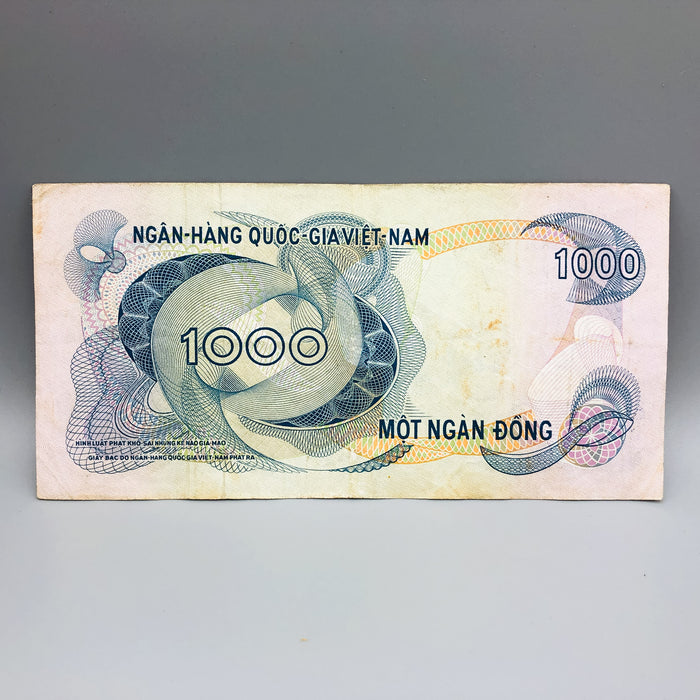 1971 Vietnam 1000 Mot Ngan Dong Banknote Bank Note Viet Nam War Era Guilloches