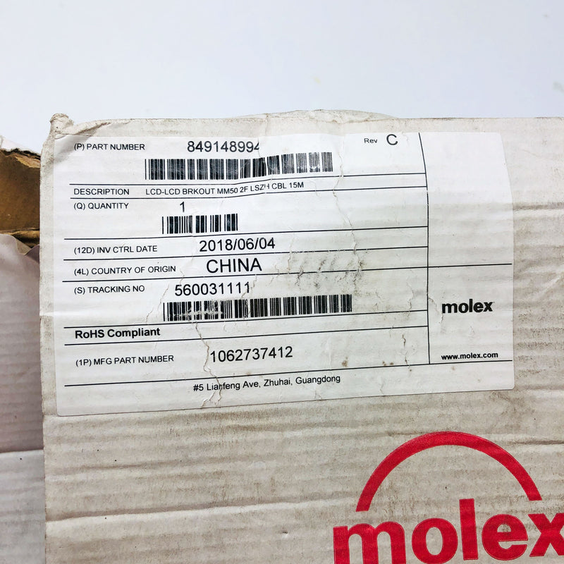 Molex 849148994 LCD Breakout Fiber Optic Cable MM50 2F LSZH 15 Meters 1062737412