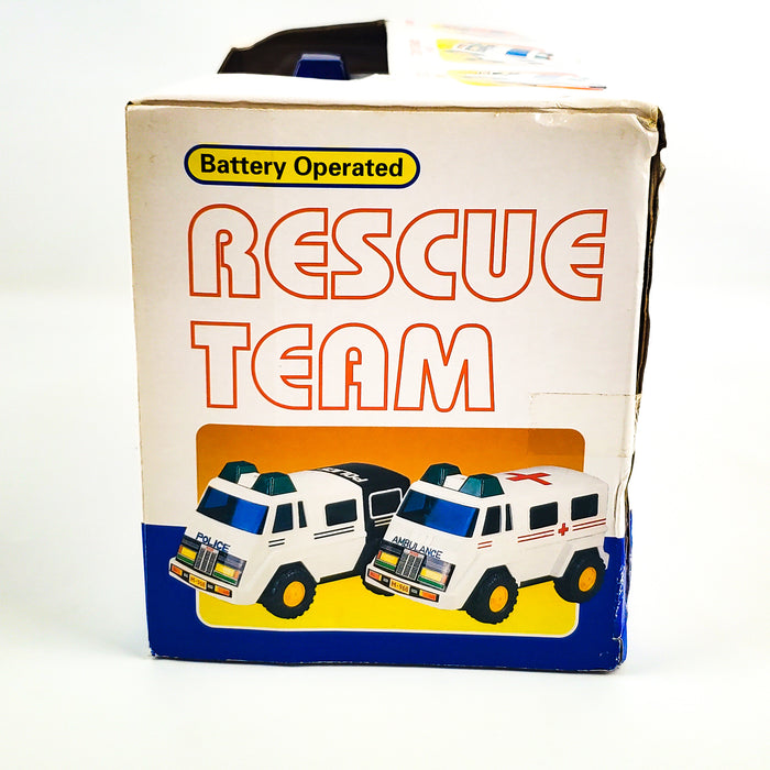 Battery Operated Rescue Team Ambulance Toy 9" Bump & Go w/ Light & Sound NEW