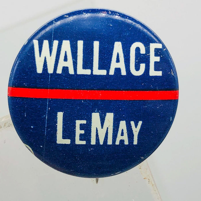 George Wallace Curtis LeMay Button Pin .875" Presidential Campaign Vintage 12