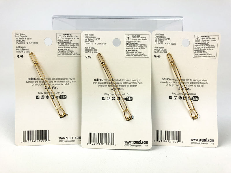 (3pk) Scunci Hair Clip Accessory Starry Nights Gold Moon Silver Star 21991-UL