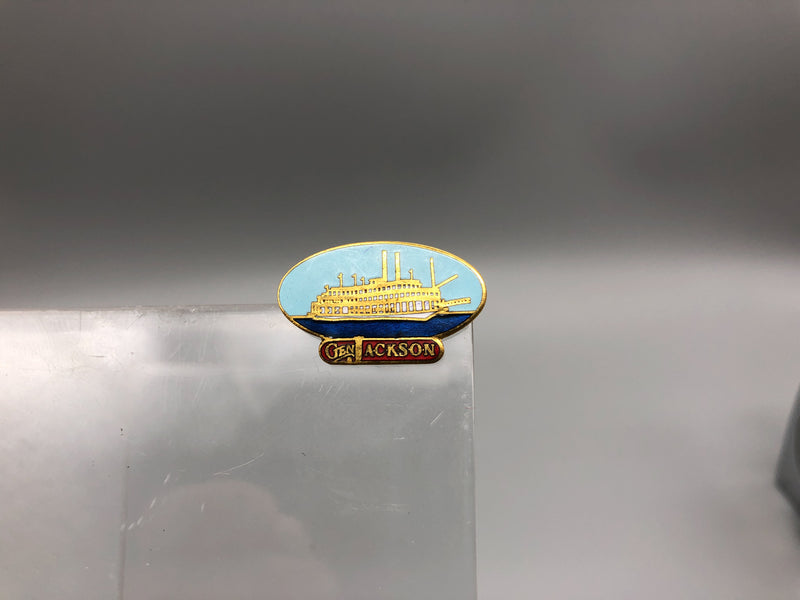 Vintage General Jackson Showboat Riverboat Lapel Pin Enamel Gold Border