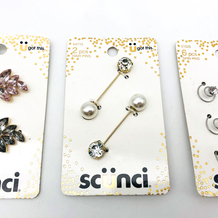 10-Piece Scunci Barrettes Hair Spin Pins Clips Accessory Sparkle Formal Wedding