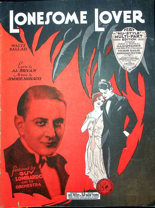 Sheet Music Lonesome Lover Sung By Guy Lombardo 1930 Al Bryan J Monaco Waltz 1