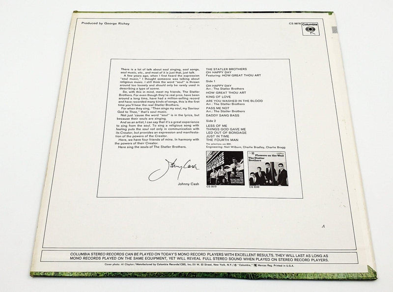 The Statler Brothers Oh Happy Day 33 RPM LP Record Columbia 1969 2