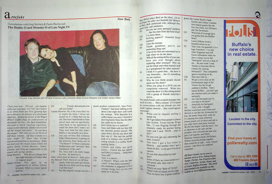 Arte Fakt Magazine Dec-Ja 2005 Greg Sterlace Off Beat Cinema Zelda Connie Mcewen