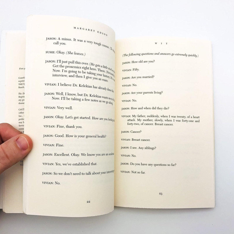 Wit A Play Paperback Margaret Edson 1999 Cancer Women College English Teacher 8