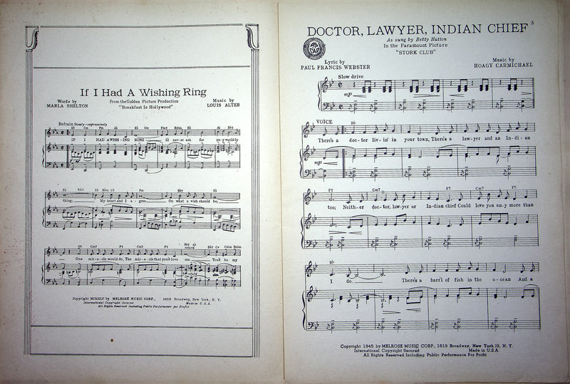 Vintage Sheet Music Doctor Lawyer Indian Chief Betty Hutton Stork Club Musical 3