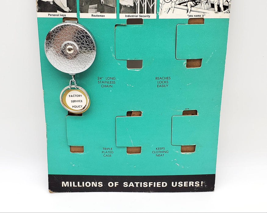 1960s Key-Bak Retractable Key Chain West Coast Chain & Store Stand Display #2