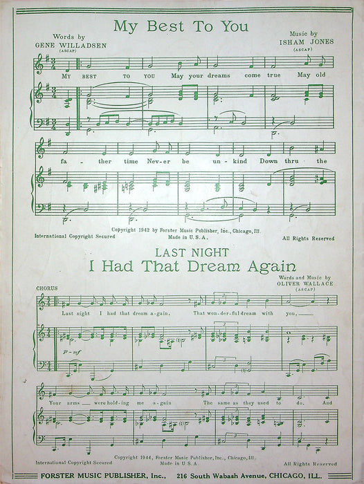 Sheet Music Hush A Bye Ma Baby Bing Crosby Missouri Waltz 1946 Piano Song 3